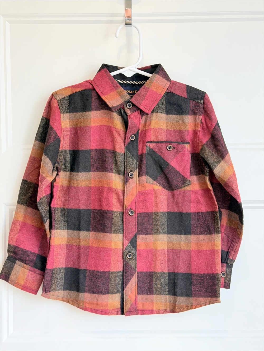 Nomad Kids Plaid Button-Down Shirt - Pink, Black & Gold
